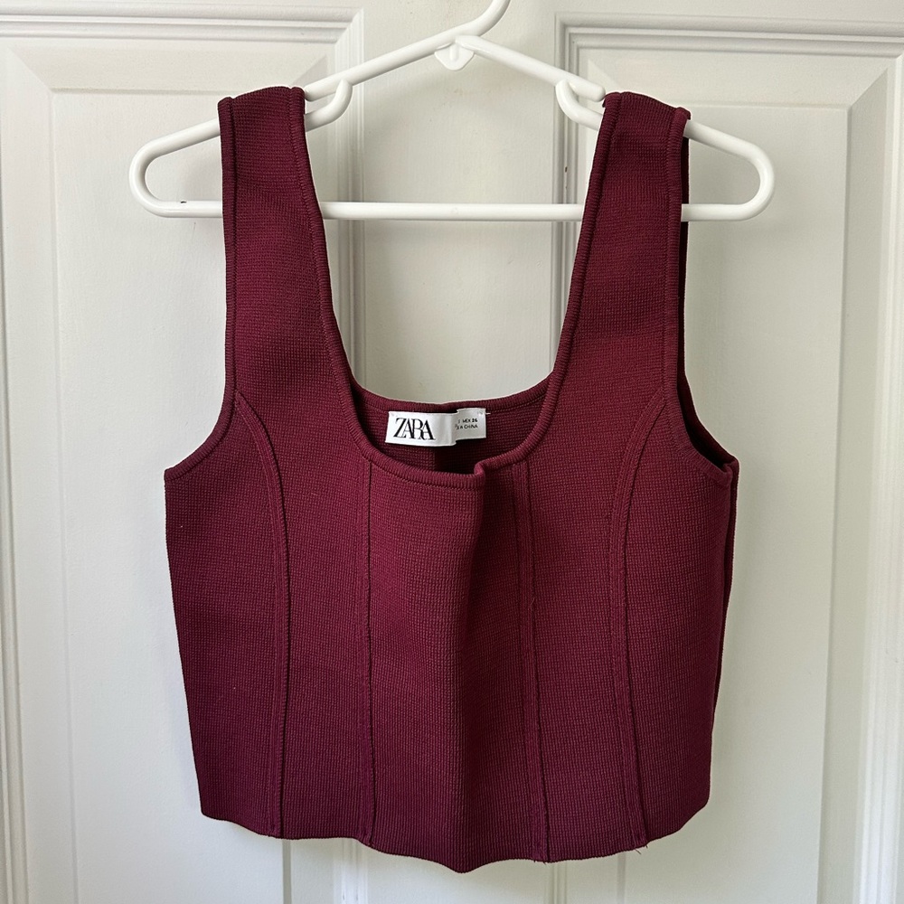 Maroon Zara Cropped Top